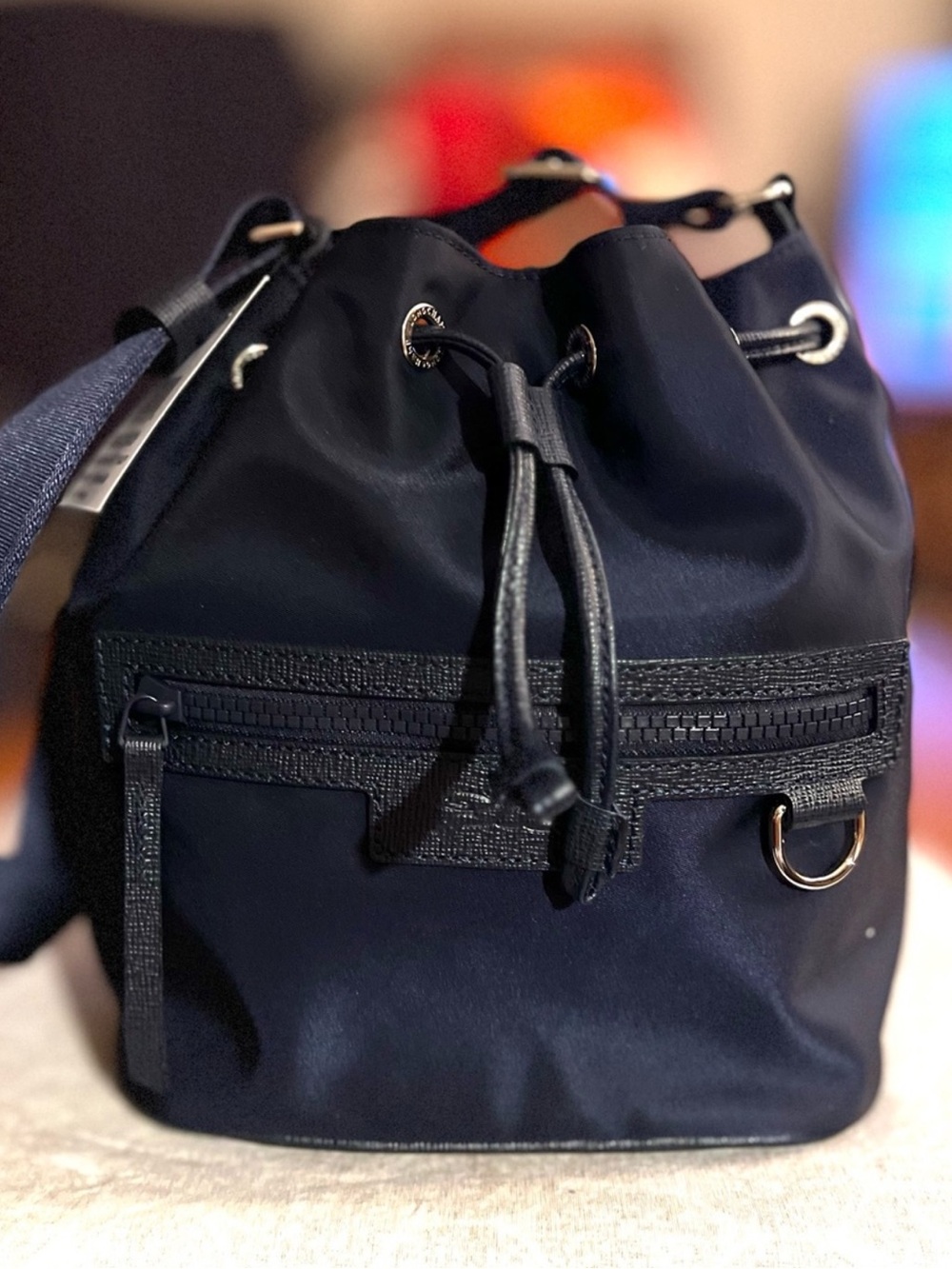 Longchamp Le Pliage Neo Bucket Bag in Navy Blue
